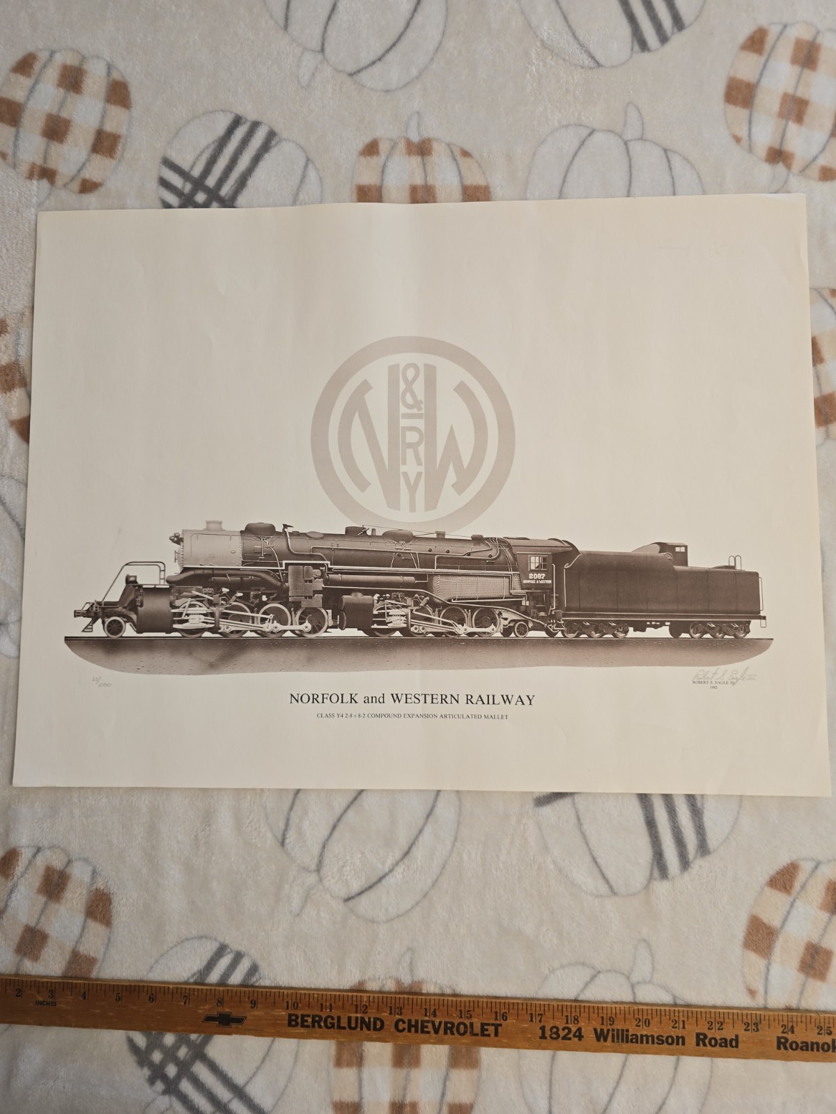 Robert Eagle 1982 Signed Print Norfolk & Western Rwy Class A Locomotive #22/1000
