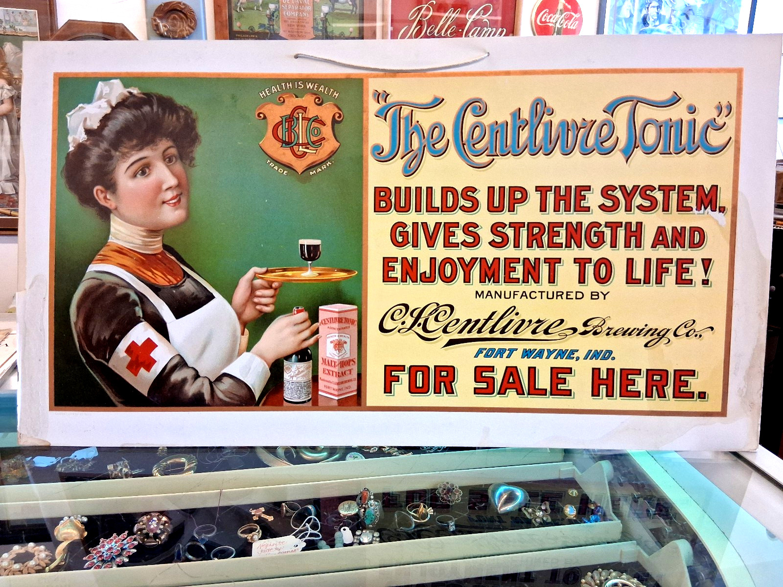 VTG C.L. Centlivre Tonic Brewing Co. Fort Wayne, Ind. Advertising Cardboard Sign