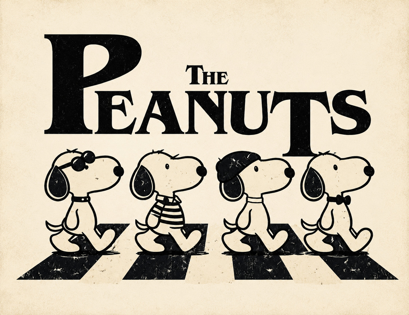 Snoopy The Peanuts Abbey Road Poster 13x19 – Vintage Retro Cartoon