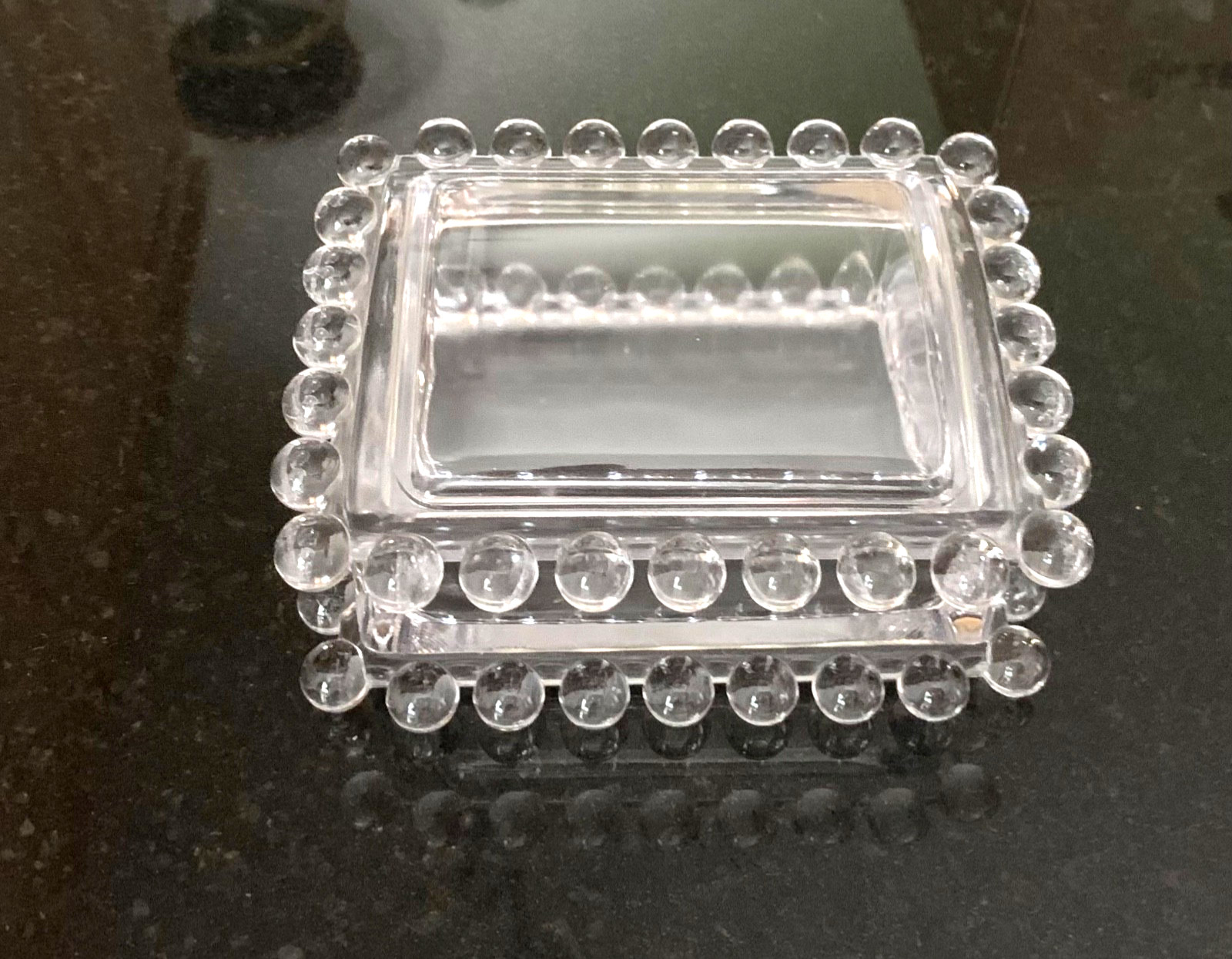 VTG Imperial Glass Candlewick Clear Cigarette/Trinket Box Glass Dish & Lid/Cover VTG Imperial Glass Candlewick Clear Cigarette/Trinket Box Glass Dish & Lid/Cover