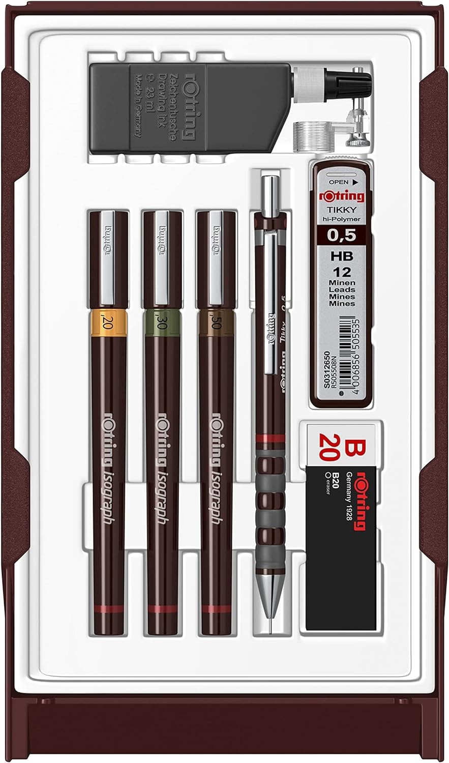 ROtring Isograph Pen Set Technical Pen & Pencil College Set 3 Pens 0.20mm, and +