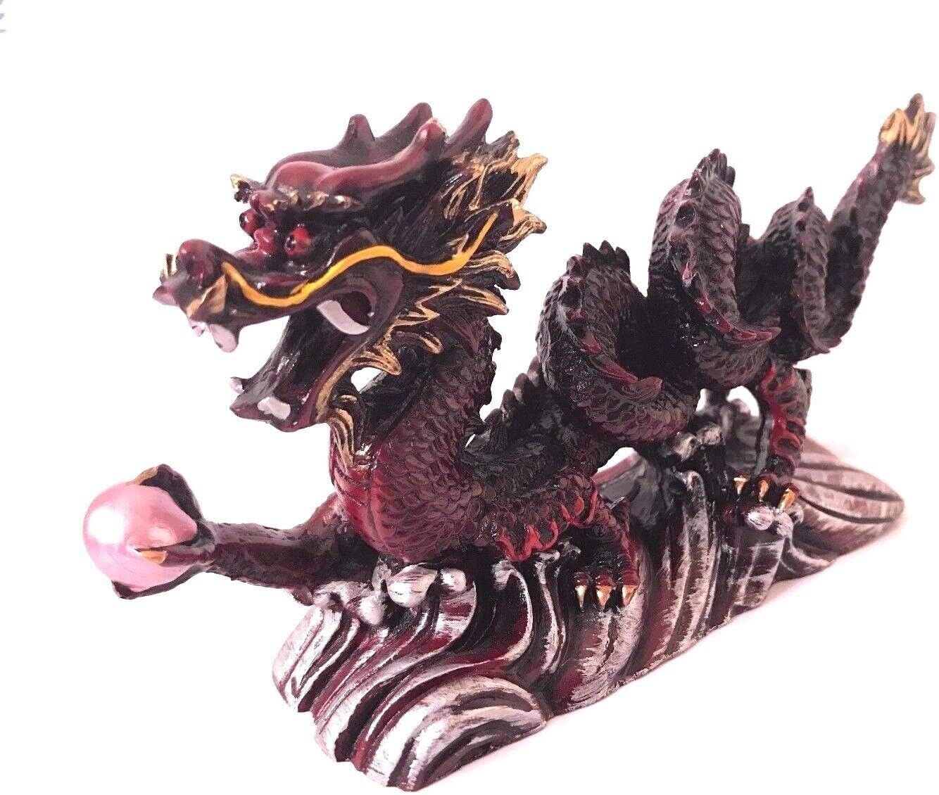 NEW RED /GOLD Chinese Feng Shui Dragon Figurine Statue for Luck & Success 6 inch
