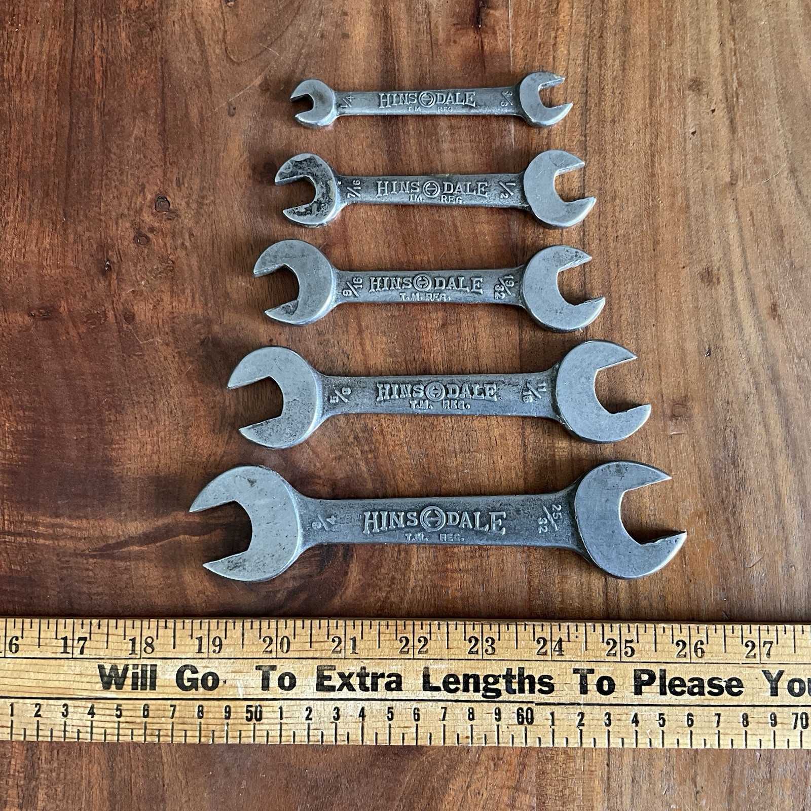 5 Vintage Double Open End Hinsdale Wrenches