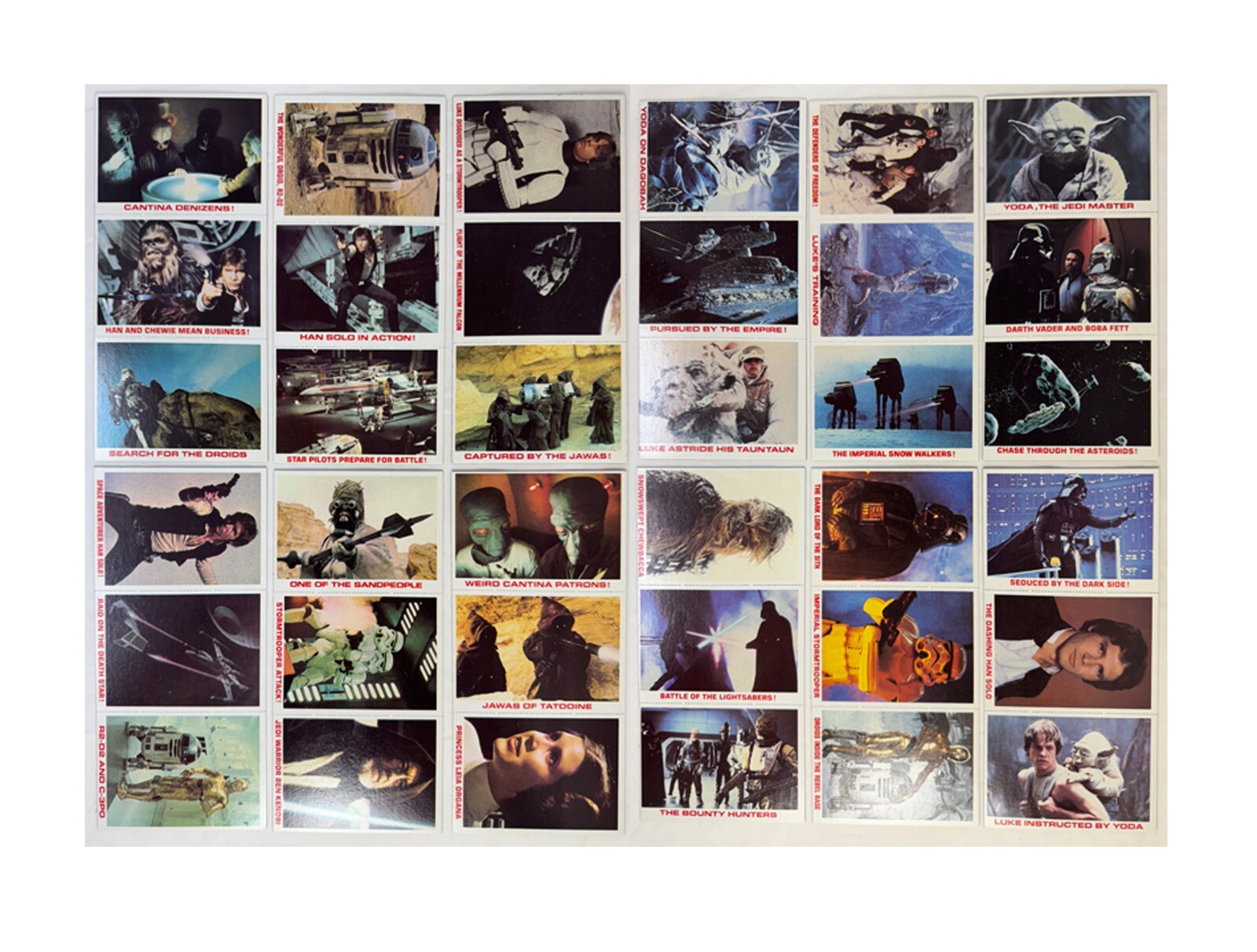 STAR WARS EMPIRE STRIKES BACK 1980 BURGER KING 36 Card Set on 12 Uncut Sheet