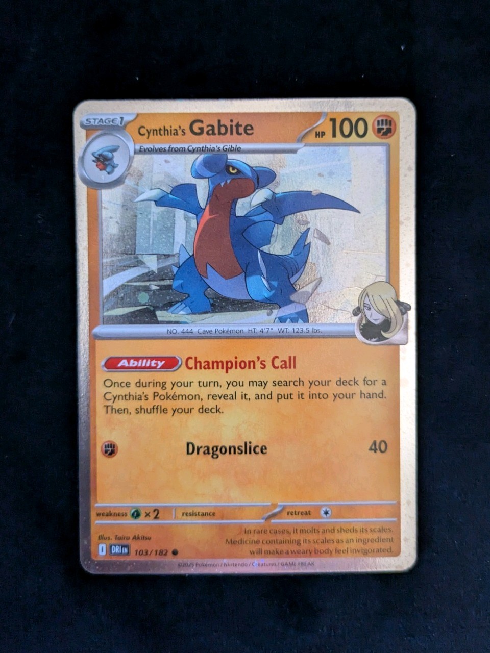 Pokemon TCG Cynthia\'s Gabite Destined Rivals 103/182 Cosmos Holo Near Mint 