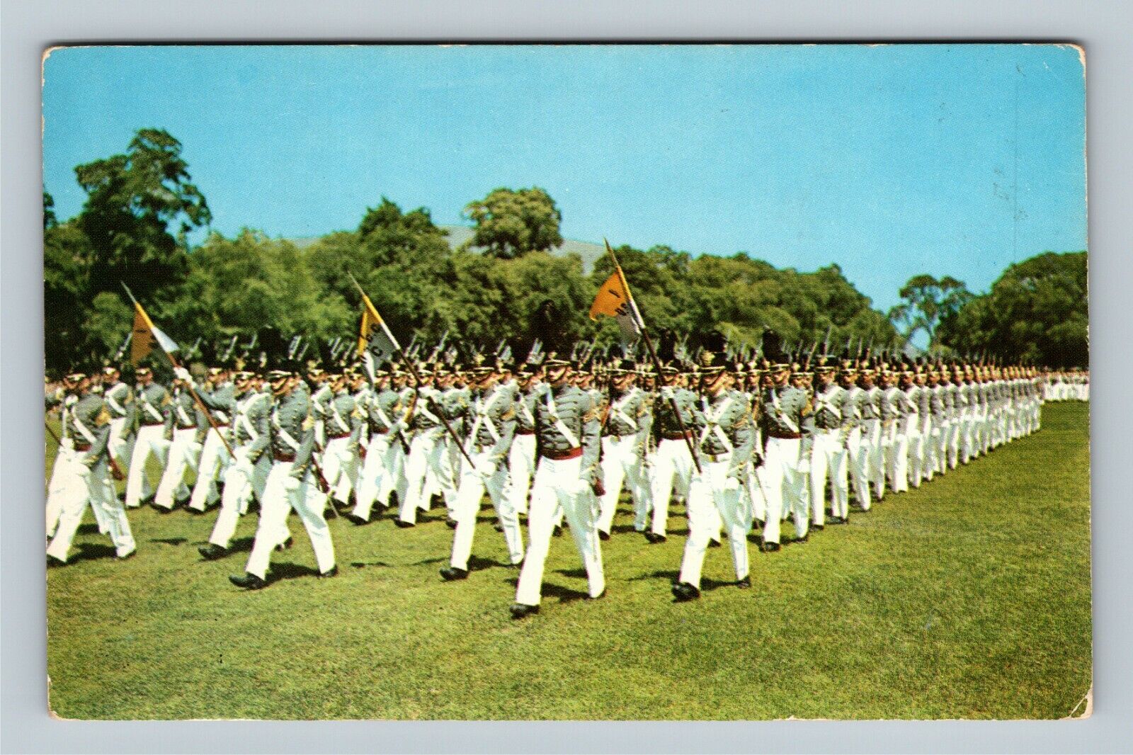 The Corps On Parade Company Guidons Cadets, West Point New York Vintage Postcard