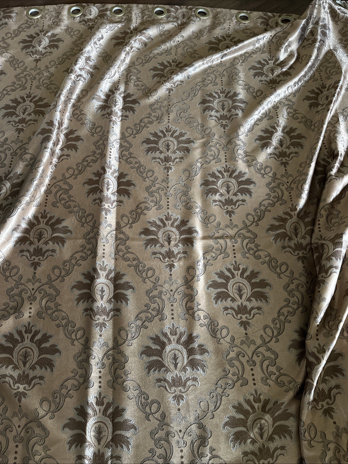 Vintage Gold Tone Scroll Floral Curtain 72x96