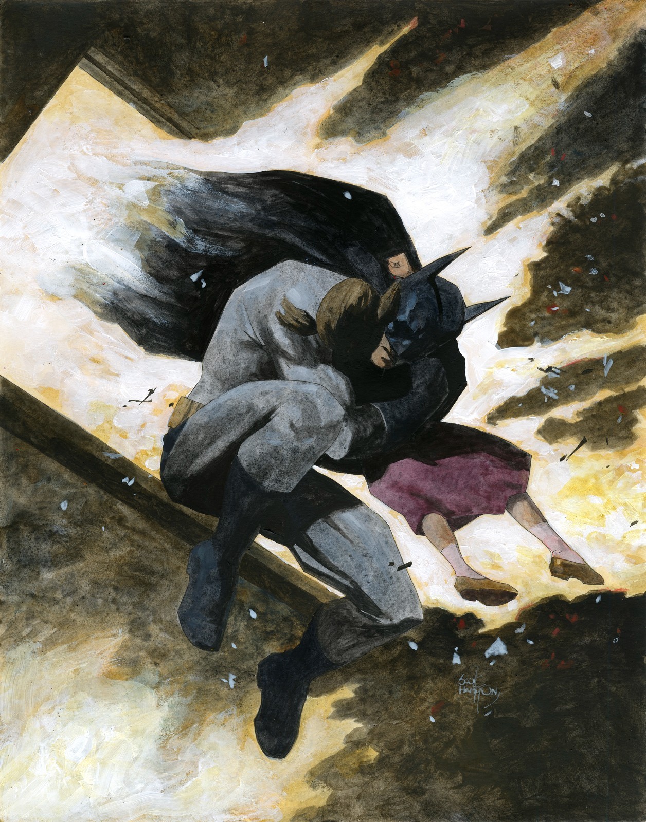 Scott Hampton LARGE original art painting BATMAN MASTERPIECES 3 Reimagined