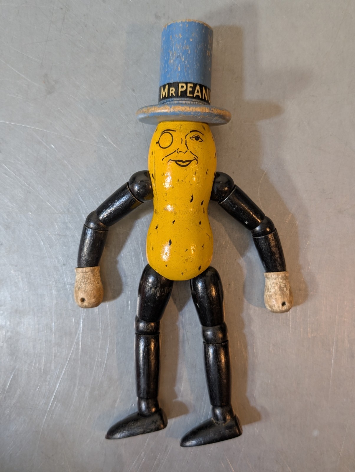 Vintage 1930s Mr. Peanut Wooden Advertising Doll Articulated Figure