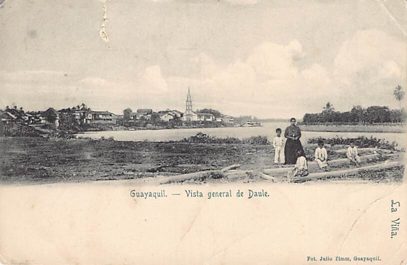 Postcard ECUADOR: Guayaquil, Vista general de Daule, B&W Photo 1900's UDB