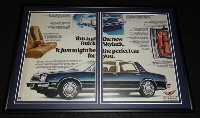 1979 Buick Skylark Framed 12x18 ORIGINAL Advertising Display 