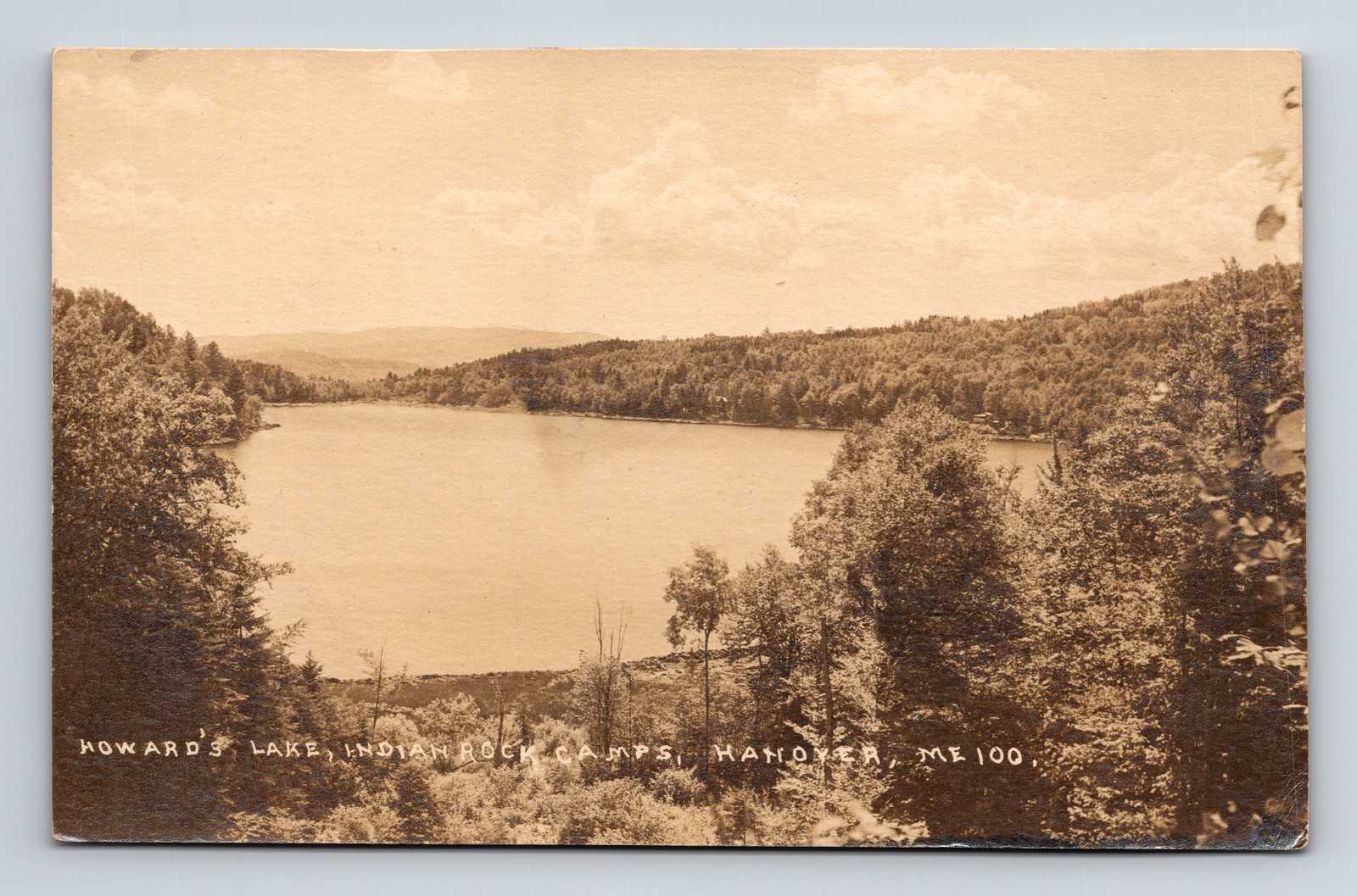 1922 RPPC Howard\'s Lake Indian Rock Camps Hanover ME Postcard