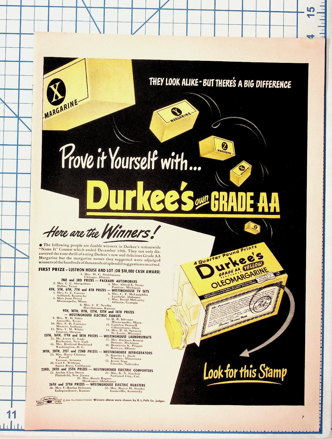1950 Durkee's Margarine Vintage Ad Lustron House Packard Automobiles Winners