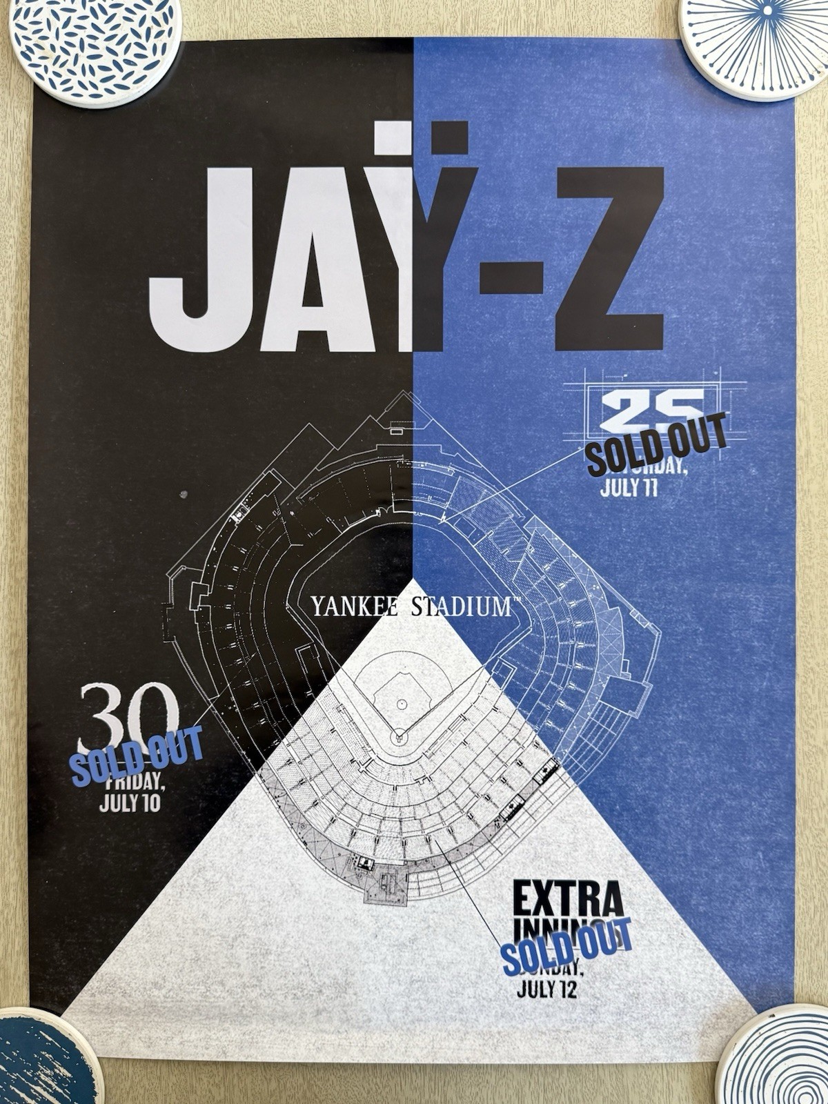 JAŸ-Z30 - Official Yankee Stadium Concert Poster - July 10th-12th - 18” x 24”