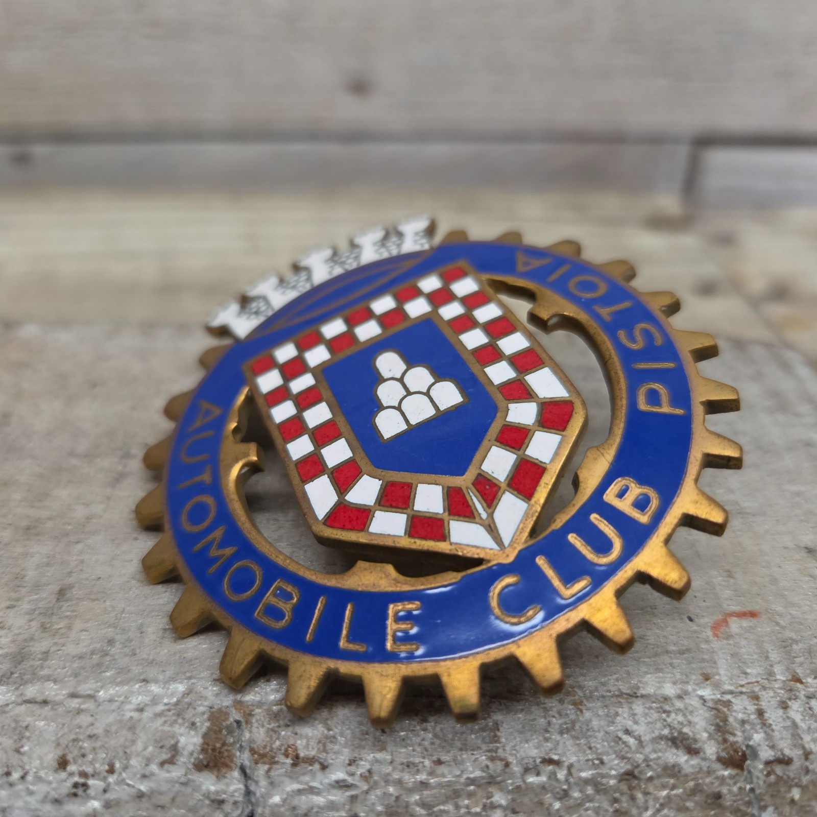 Vintage Automobile Club Pistoia Enamel Automobile Badge