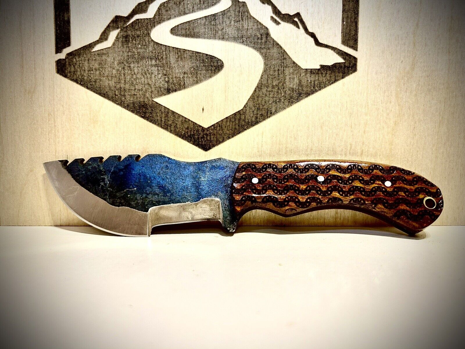 Rone Creek Engraved/Finished 5” Fixed Blade Full Tang Survival Hunting Knife