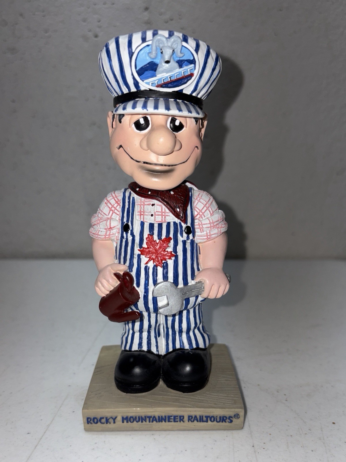VINTAGE NRFB ROCKY MOUNTAIN RAILROAD Advertising Resin BOBBLEHEAD Figure