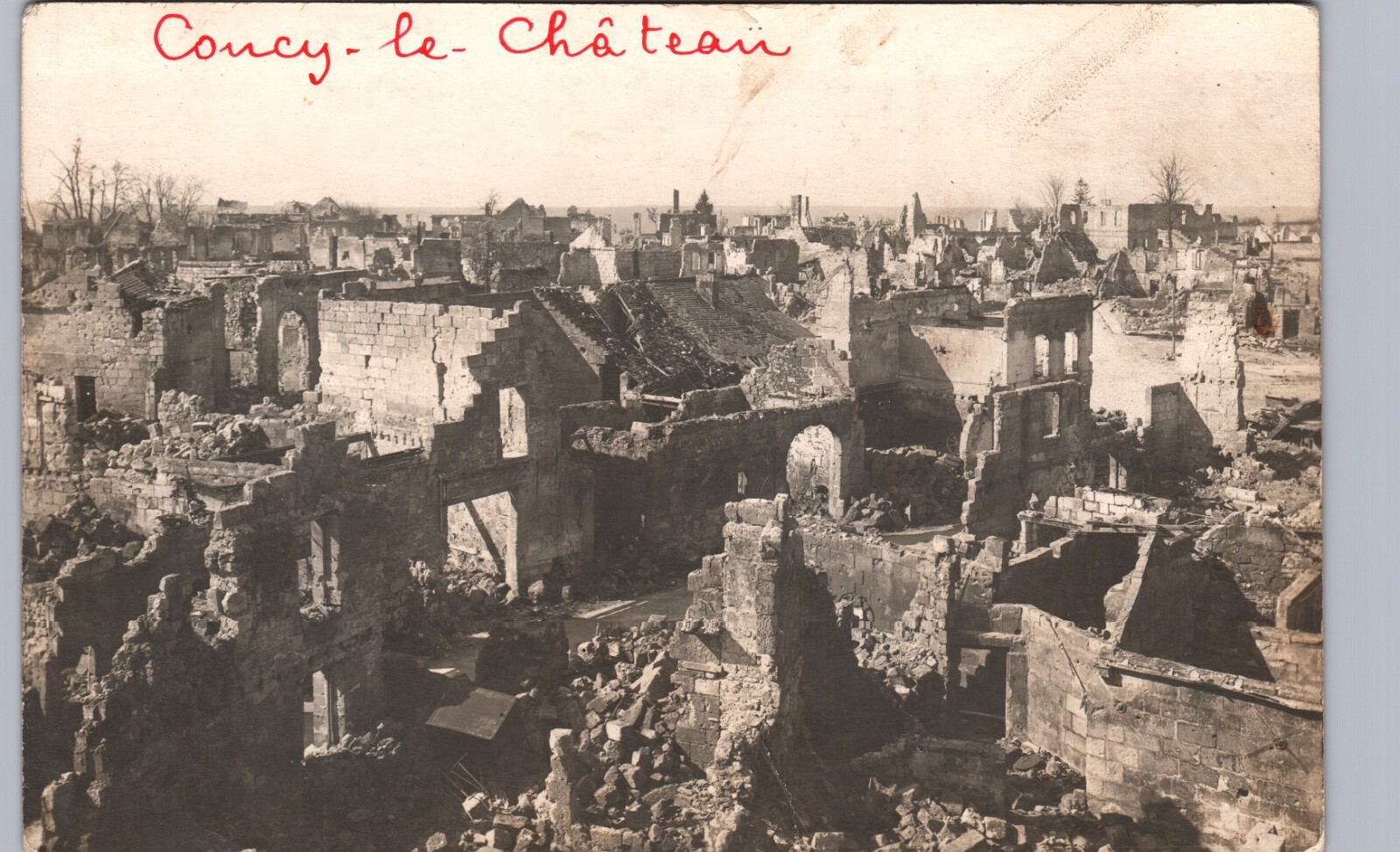 WW1 CAUCY-LE-CHATEAU france fr real photo postcard rppc war battle ruins