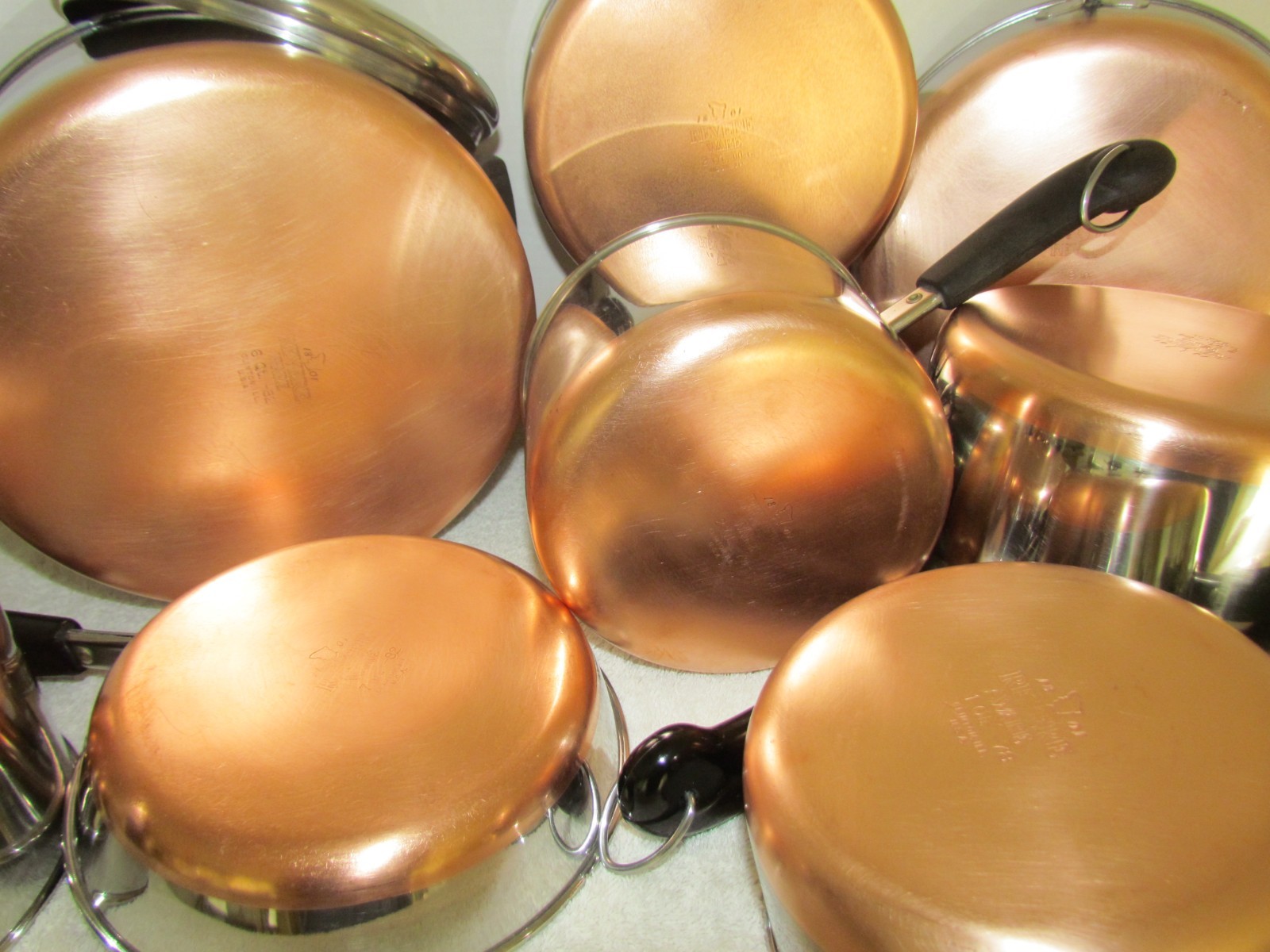 VINTAGE REVERE WARE LOT PANS, POTS DUTCH OVEN, STEAMER, DUTCH OVEN LIDS, EUC