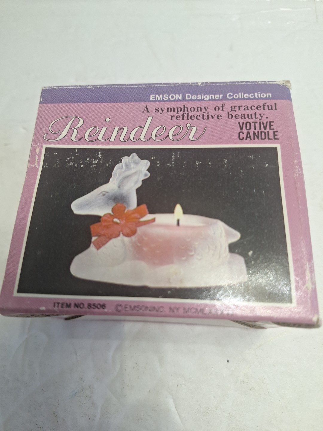 Vnt Emson Designer Collection Reindeer Glass Votive Candle Item #8506 NOSWB 5C