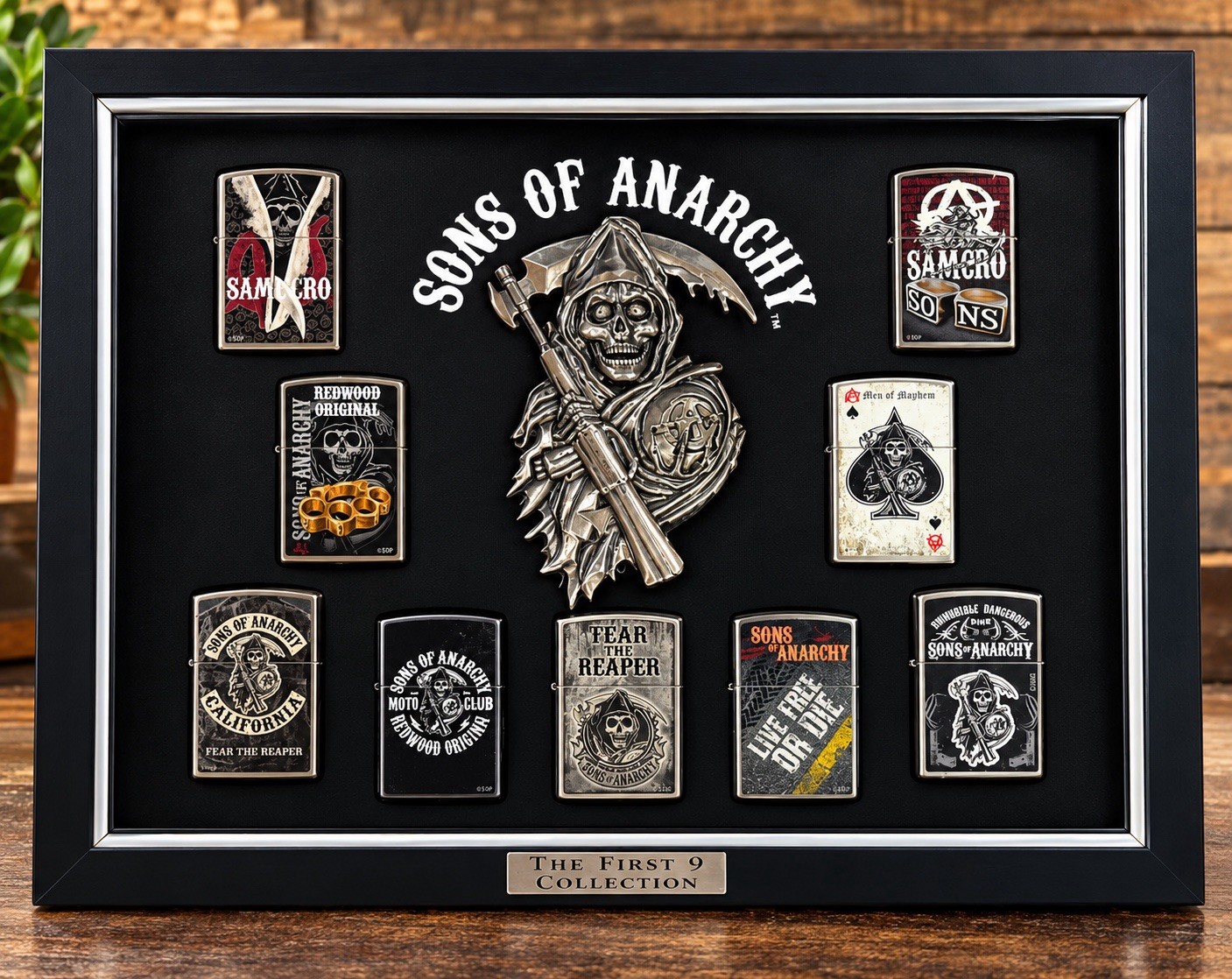 Bradford Exchange Sons Of Anarchy Zippo Lighter Set Of 9 Zippo Plus Display New