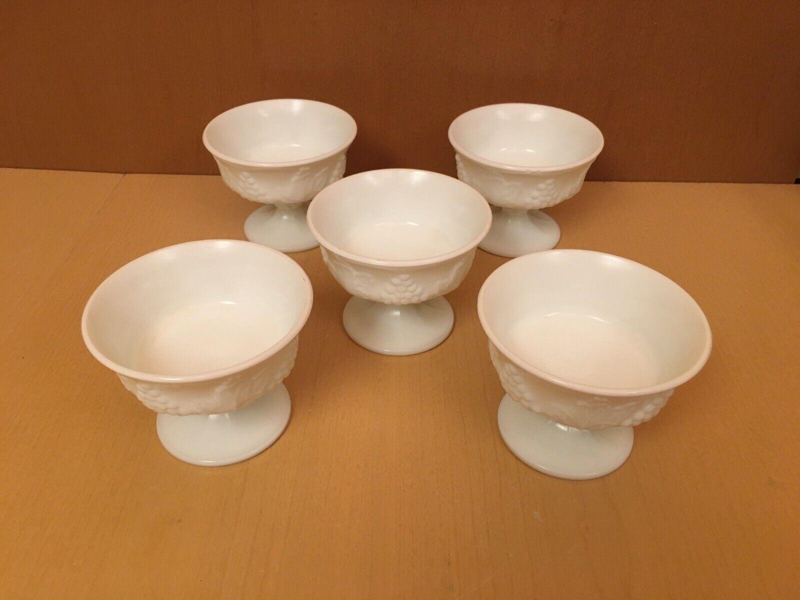Indiana Glass Colony Harvest Grape Milk Glass Footed Sherbet Dessert Cups  5