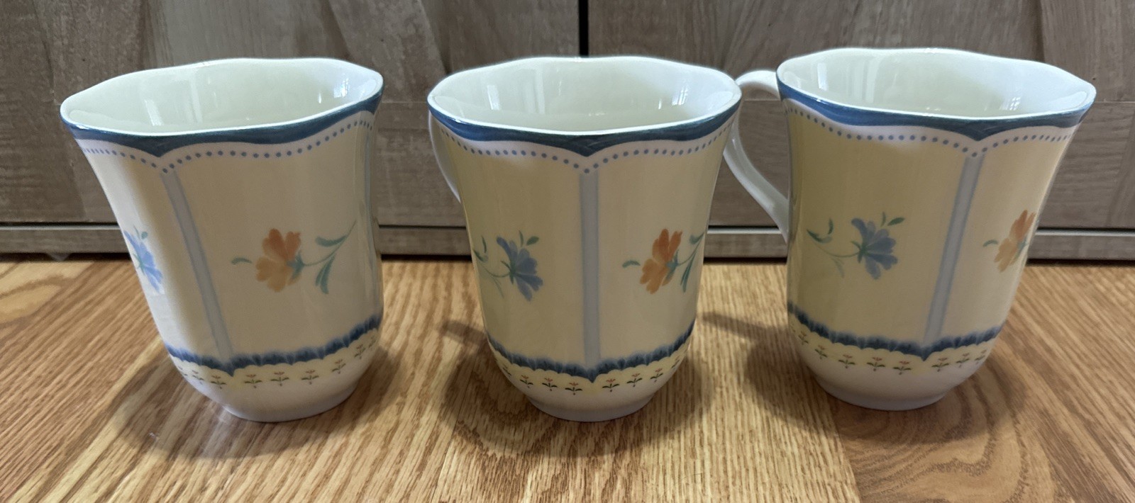 LENOX Provençal Garden Blossom 16oz Mugs Cups Vintage Floral Design Set of 3