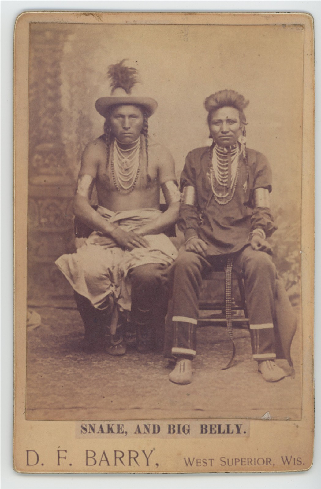 Native American Crow Indian Snake & Big Belly D.F. Barry Cabinet Card Photo