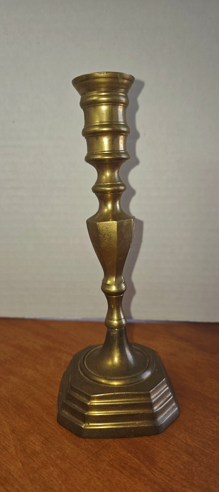 Vintage solid brass Candlestick with hexagonal tiered base