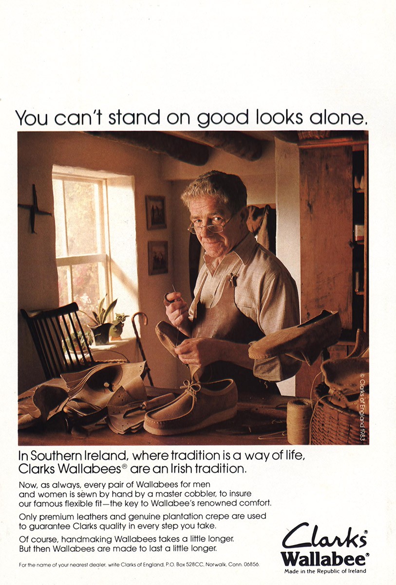 1983 Clarks Wallabee: Can't Stand on Good Looks Alone Vintage Print Ad 1983 Clarks Wallabee: Can't Stand on Good Looks Alone Vintage Print Ad