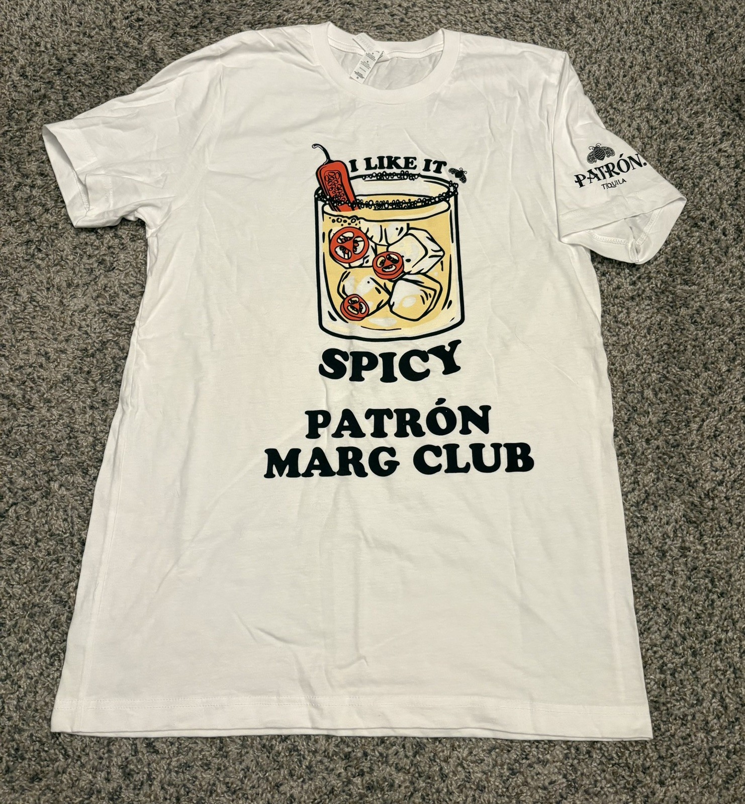 PATRON TEQUILA Spicy Margarita SHORT SLEEVE T SHIRT Marg Club Medium New RARE
