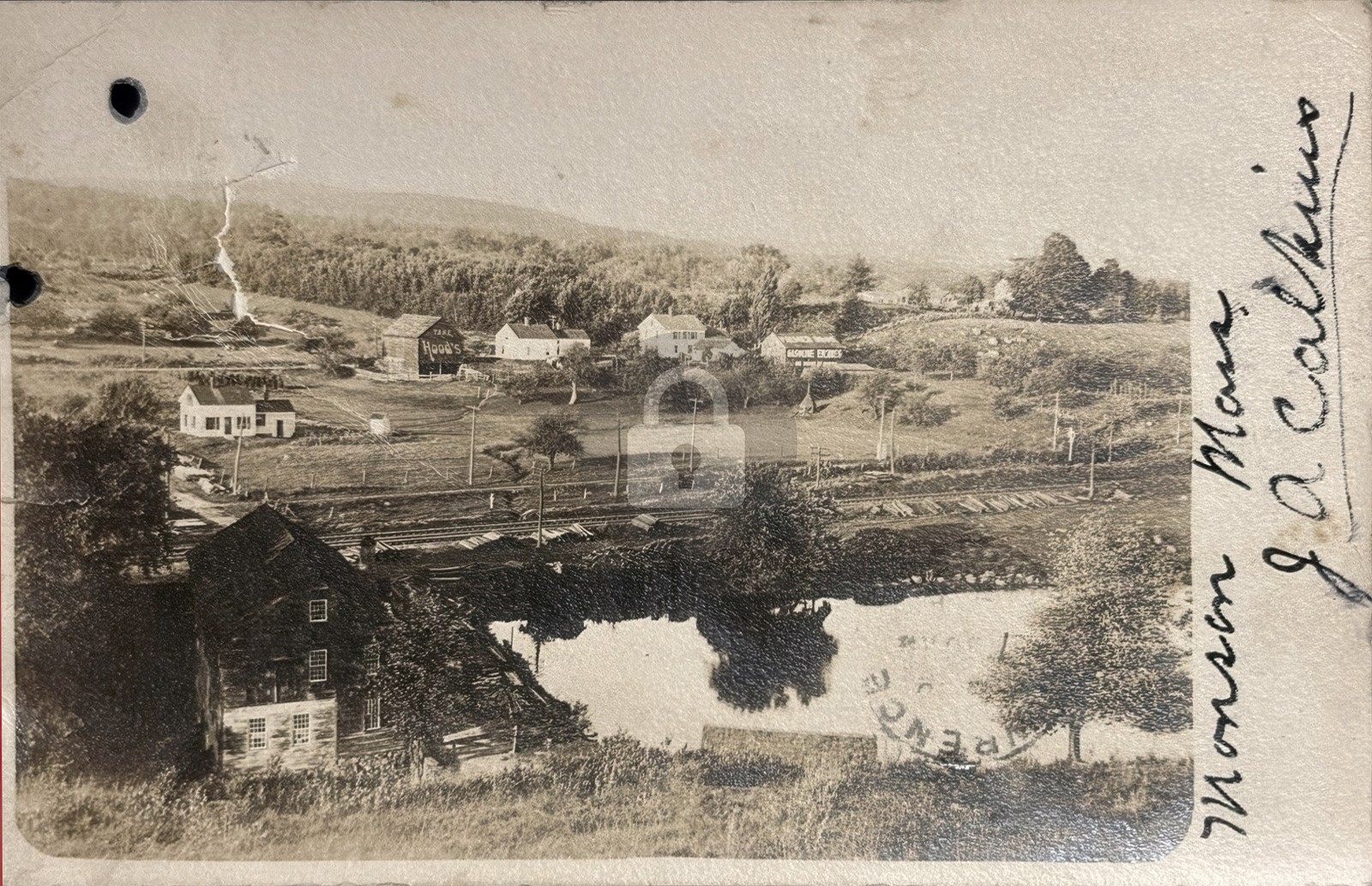 Palmer Bros Gasoline Engines Hoods Train Track Monson MA MA RPPC Postcard COPY