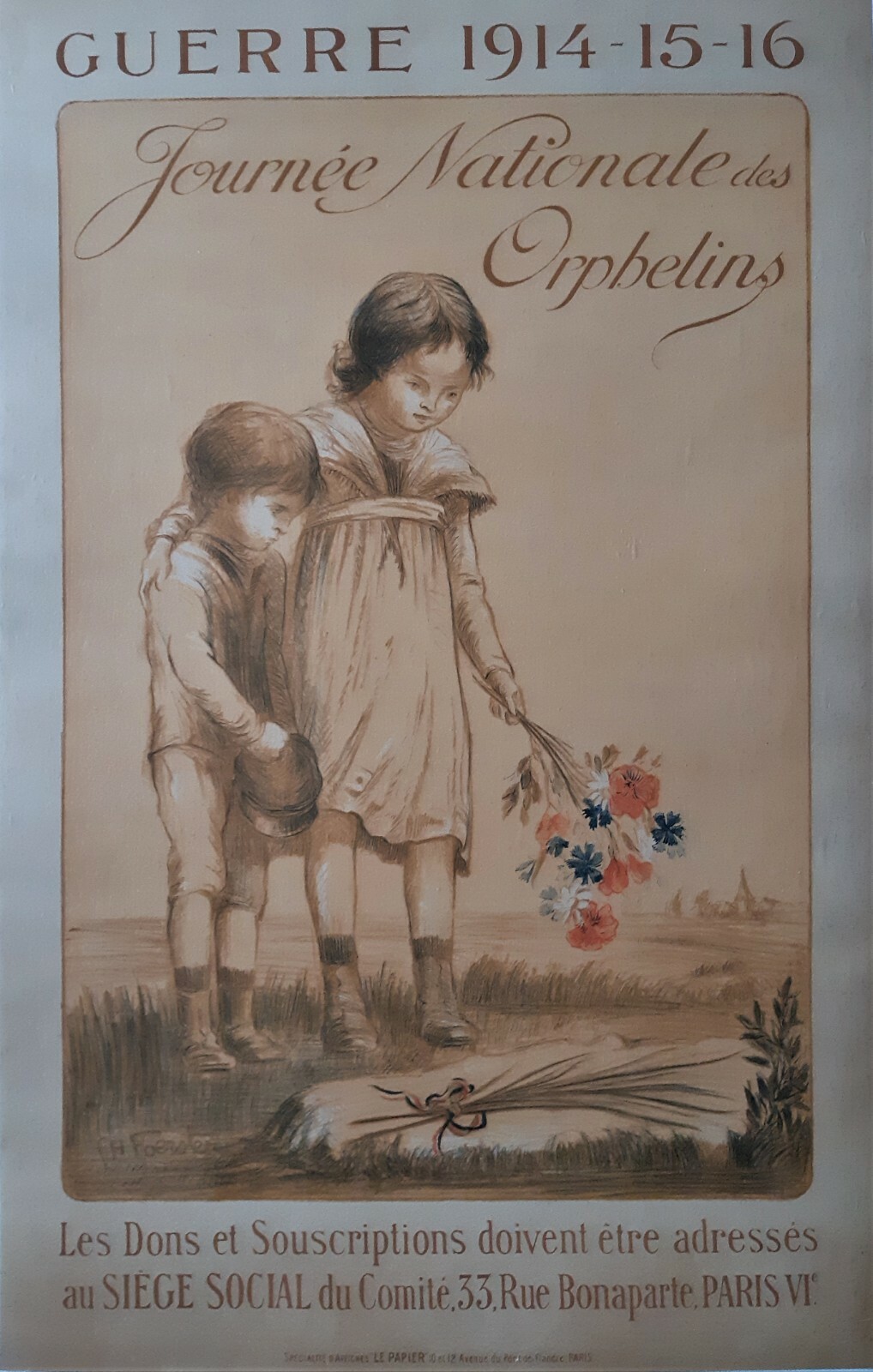 Original WWI Poster. Day of the Orphans 1914-15-16