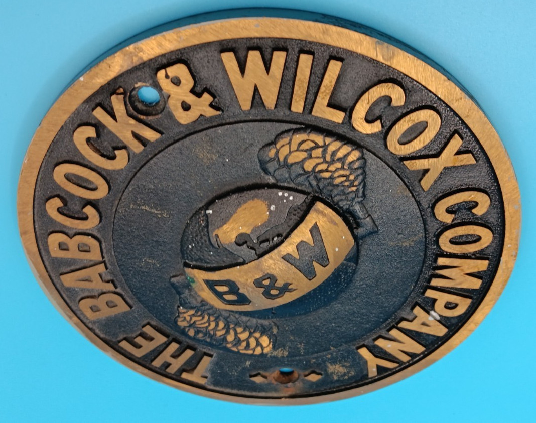 Vintage Babcock & Wilcox Co Brass Boiler Plate Sign Advertising Machinery