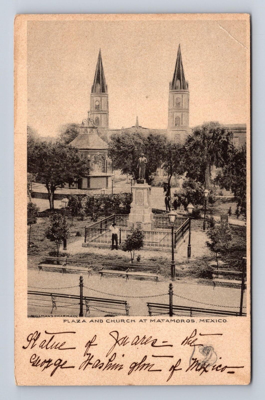 Matamoros Tamaulipas-Mexico, Plaza And Church, Antique, Vintage Postcard