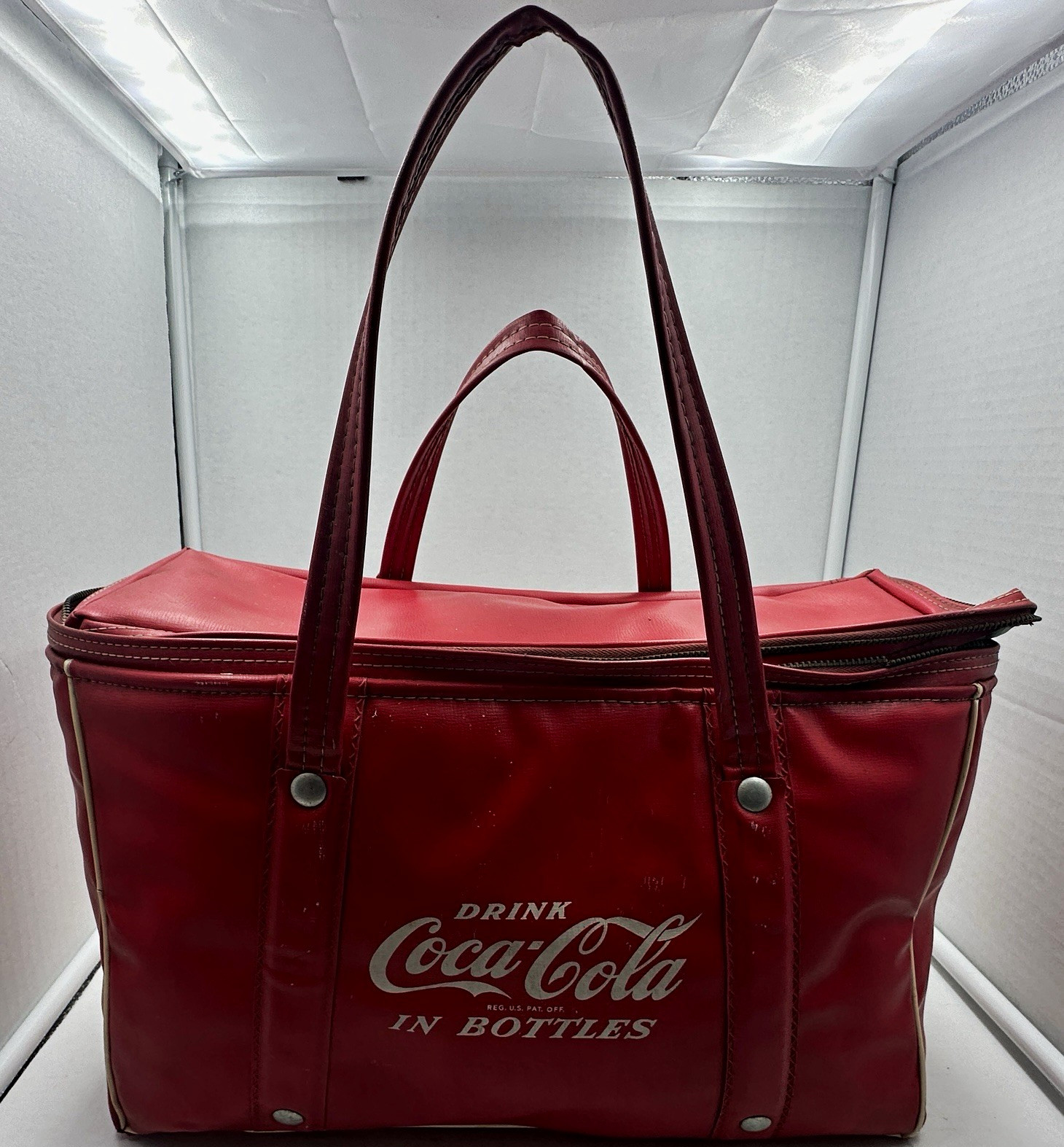 Coca-Cola Drink Coca-Cola in Bottles Vinyl Zipper Tote Bag (Zipper Broken)