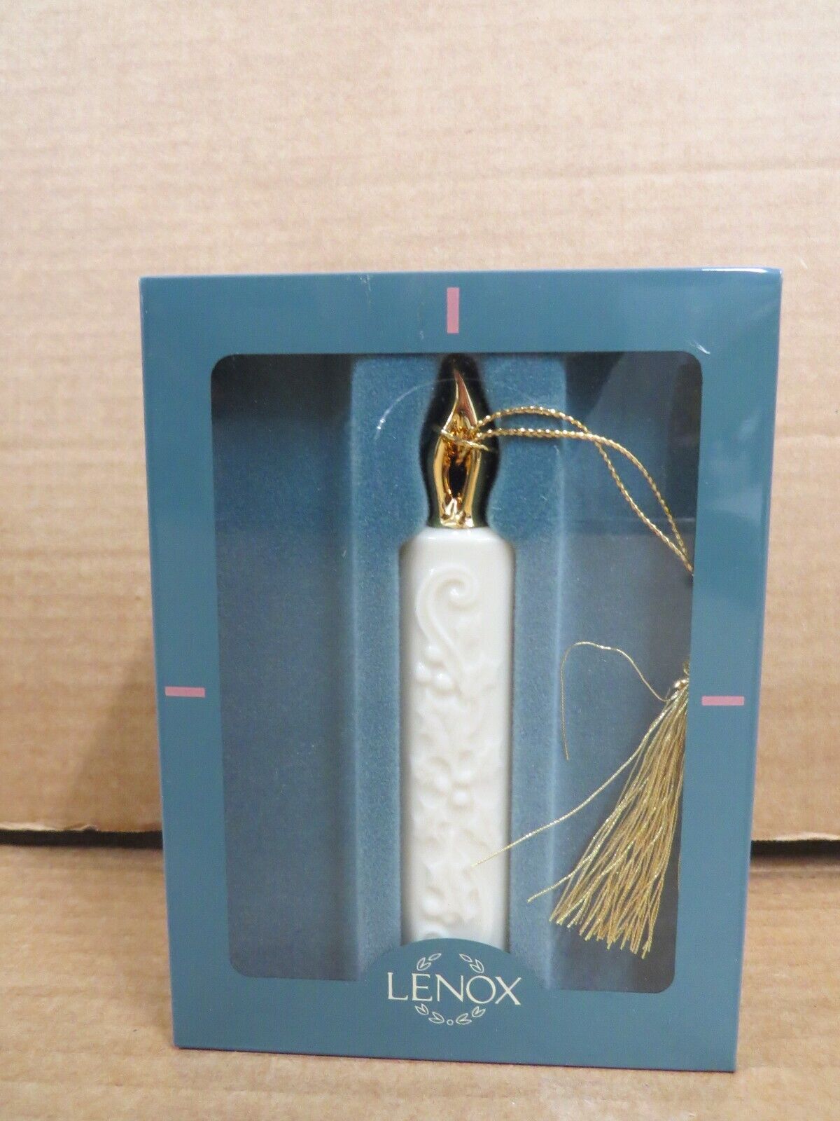 LENOX TRADITIONS CANDLE with GOLD FLAME CHRISTMAS ORNAMENT ~ NEW IN CASE
