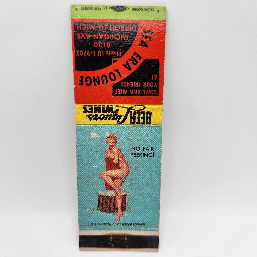 Vintage Matchbook Sea Era Lounge Girly Detroit Michigan Avenue 1940s 50s Collect