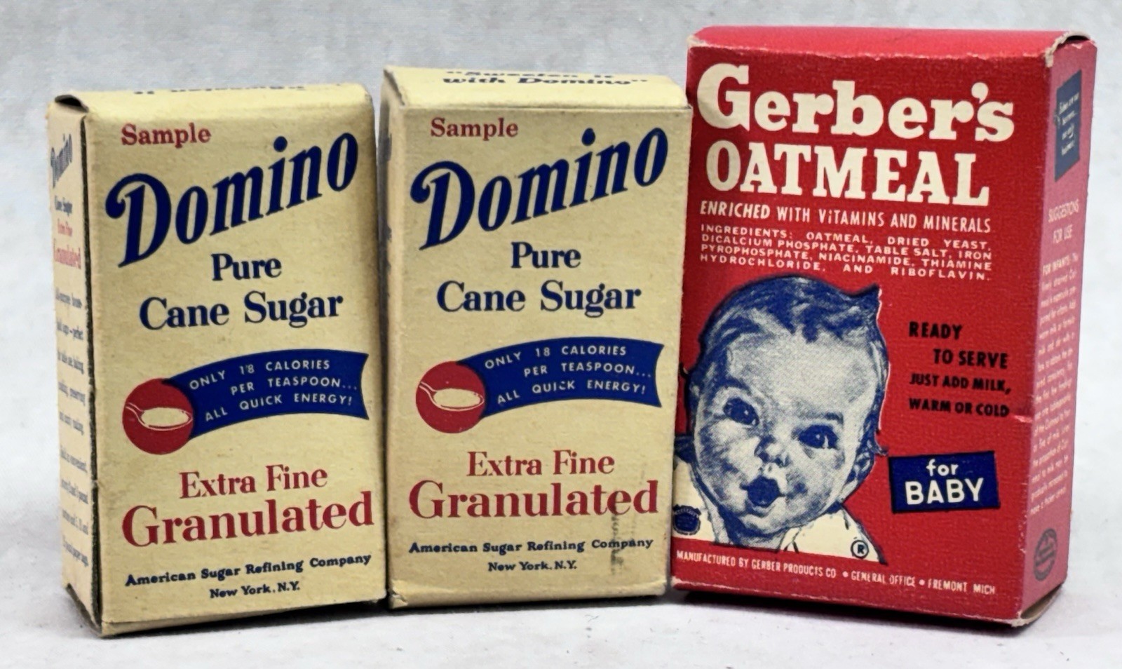 Vintage Miniature Domino Sugar Boxes Gerber Oatmeal Sample Advertising Lot