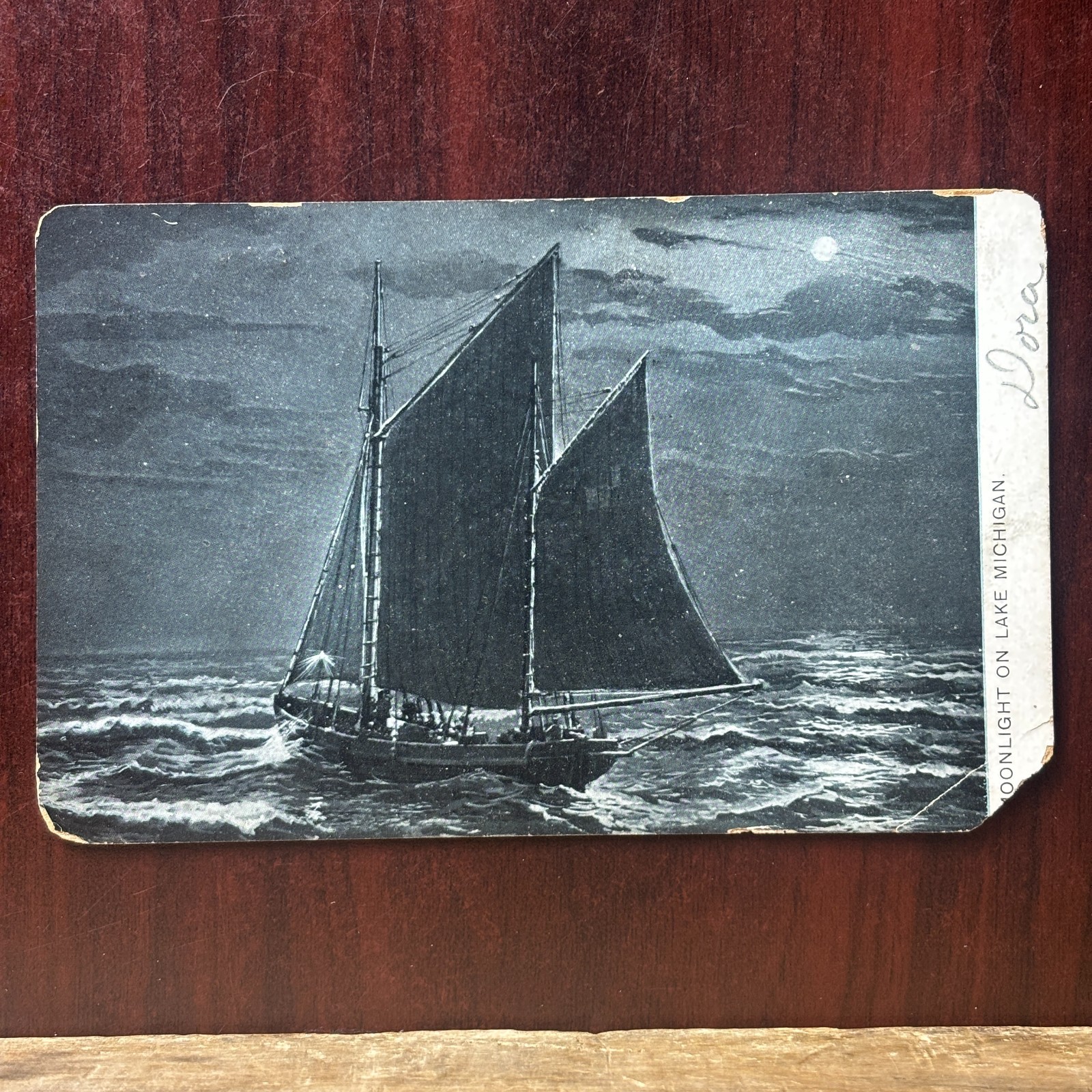 Antique Vintage Postcard Undivided Back 1907 Moonlight Lake Michigan