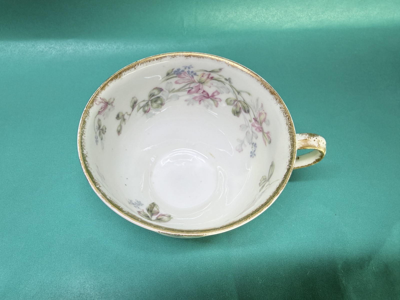 Haviland Limoges Porcelain Floral Teacup France Gold Gilt Vintage Antique Cup