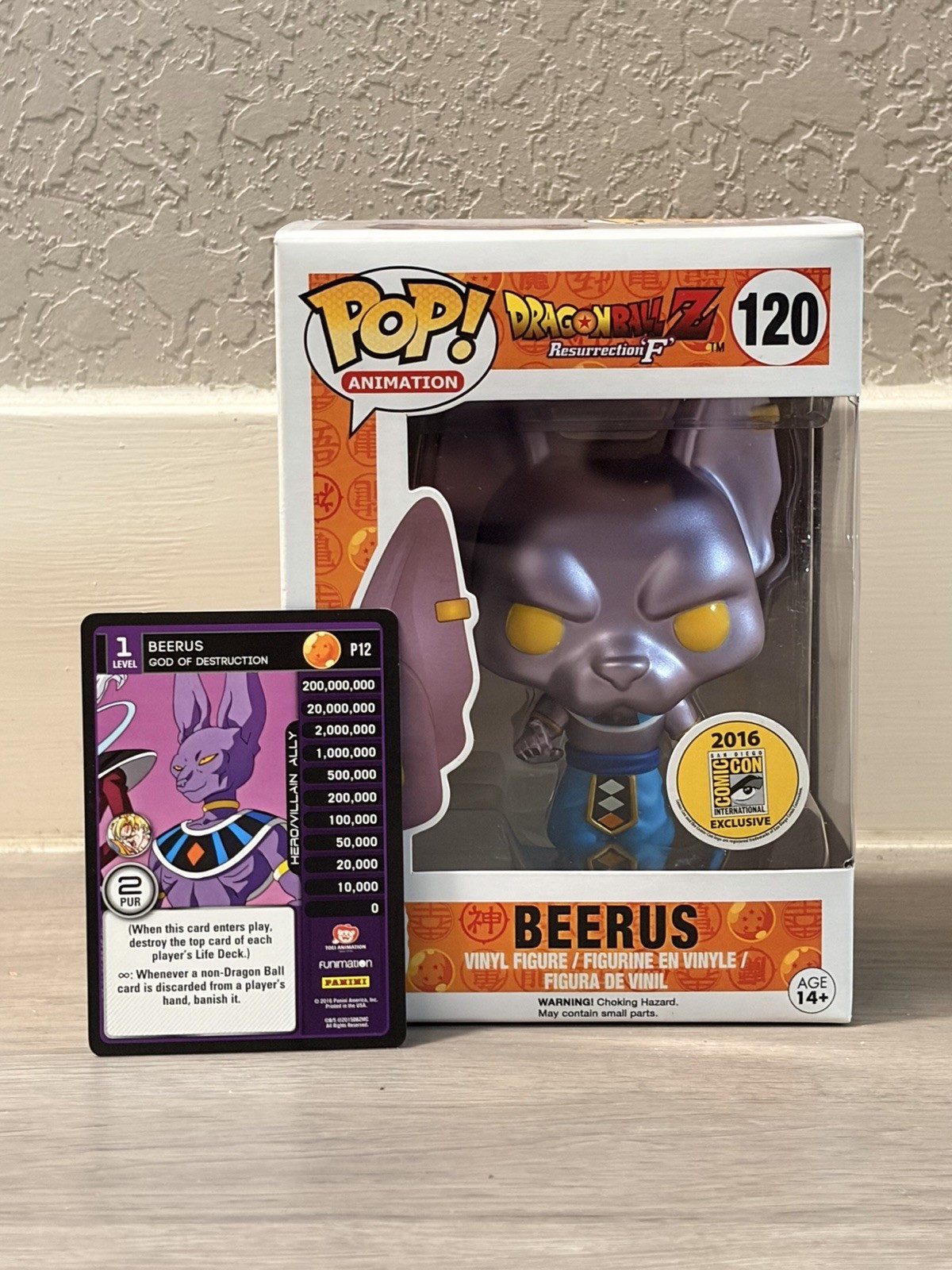 Funko Pop Dragon Ball Z Metallic Beerus #120 SDCC 2016 Exclusive NIB HTF
