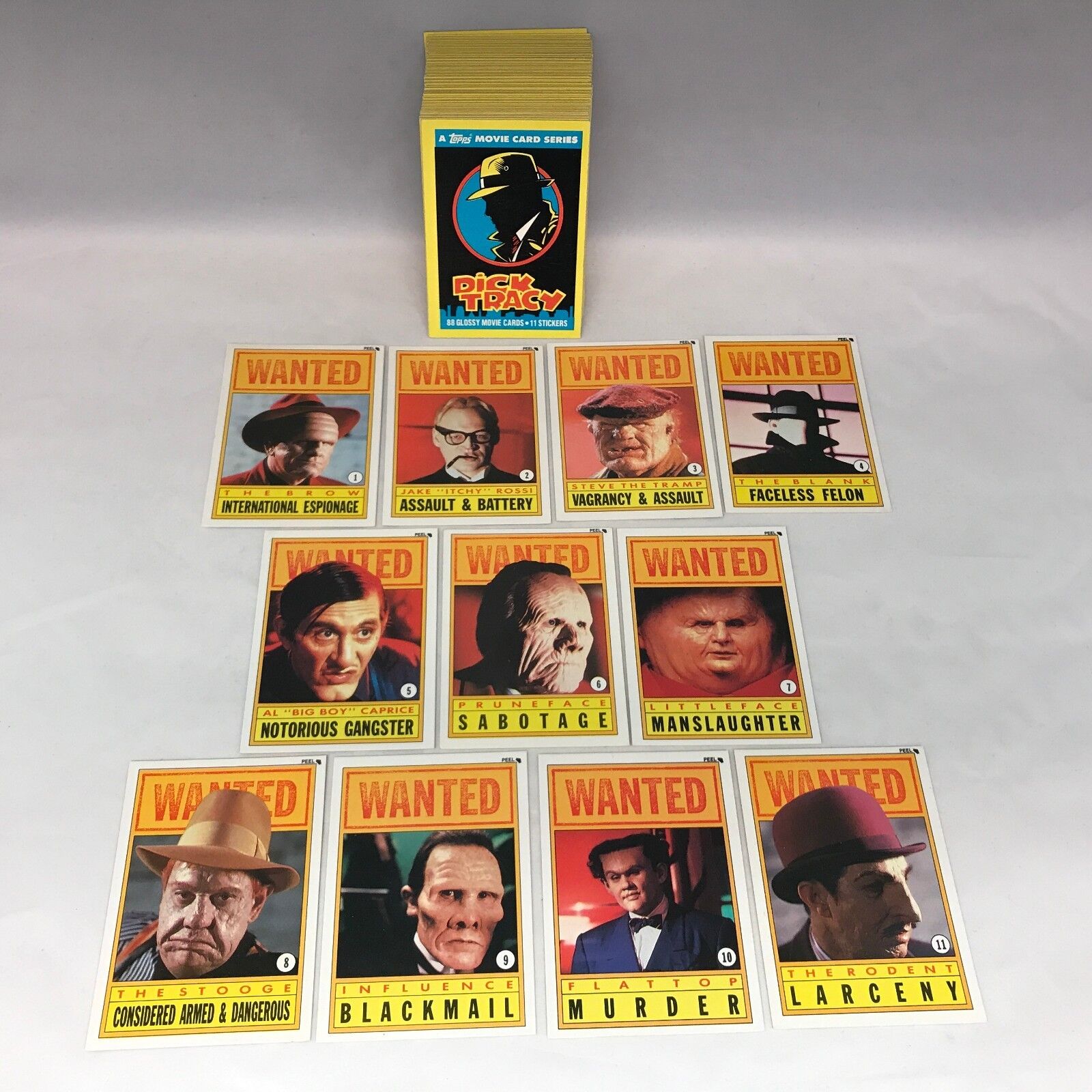 DICK TRACY MOVIE COMPLETE CARD SET (88 & 11 STICKERS) 1990 MADONNA WARREN BEATTY