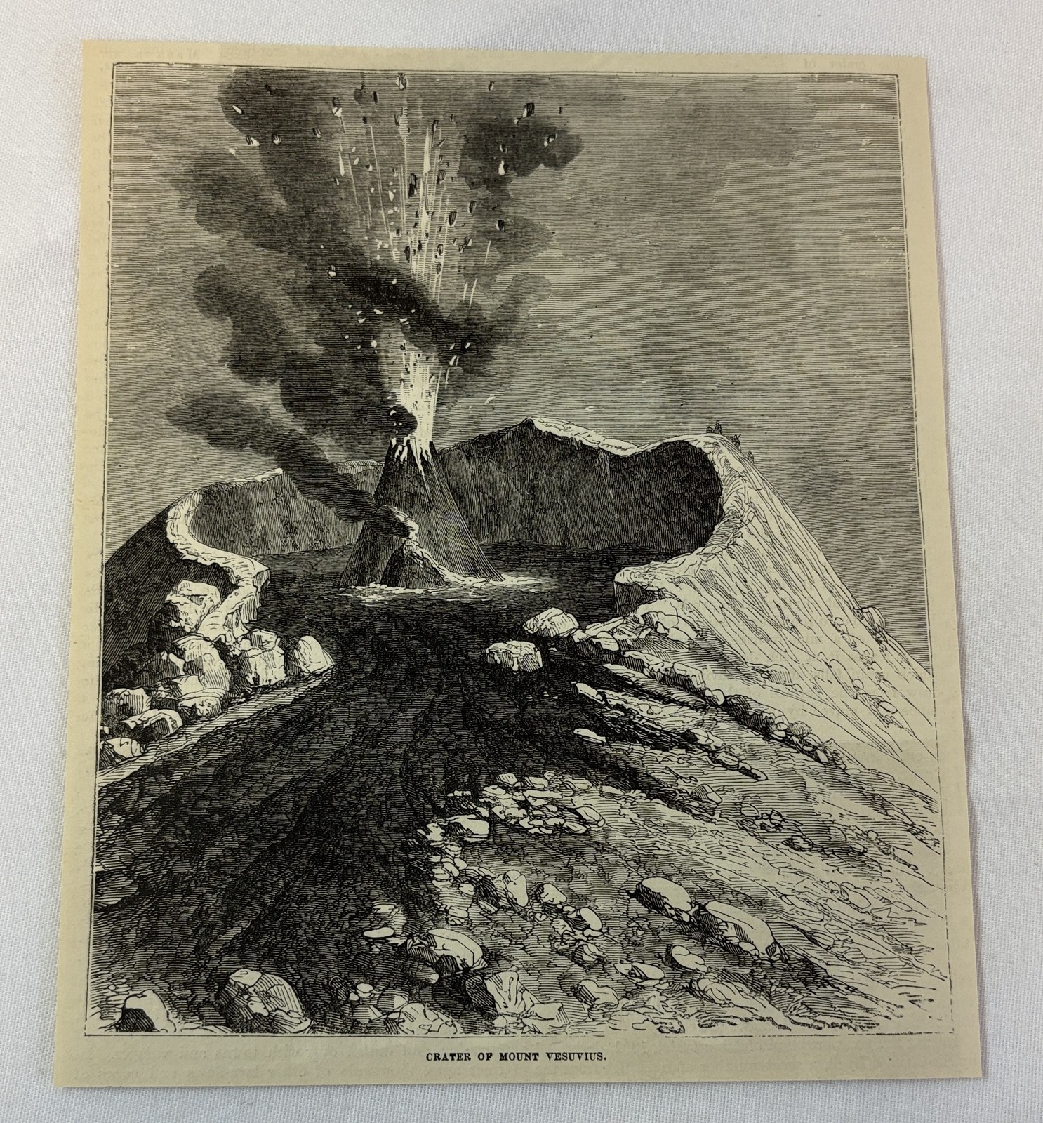 1877 magazine engraving ~ CRATER OF MOUNT VESUVIUS, Italy volcano