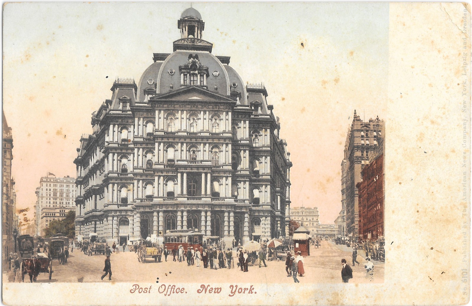Old Post Office New York City NY Antique Postcard c1905 Undivided Back