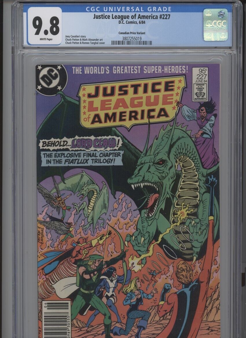 JUSTICE LEAGUE OF AMERICA #227 MT 9.8 CGC CANADIAN PRICE VARIANT PATTON ART COVE