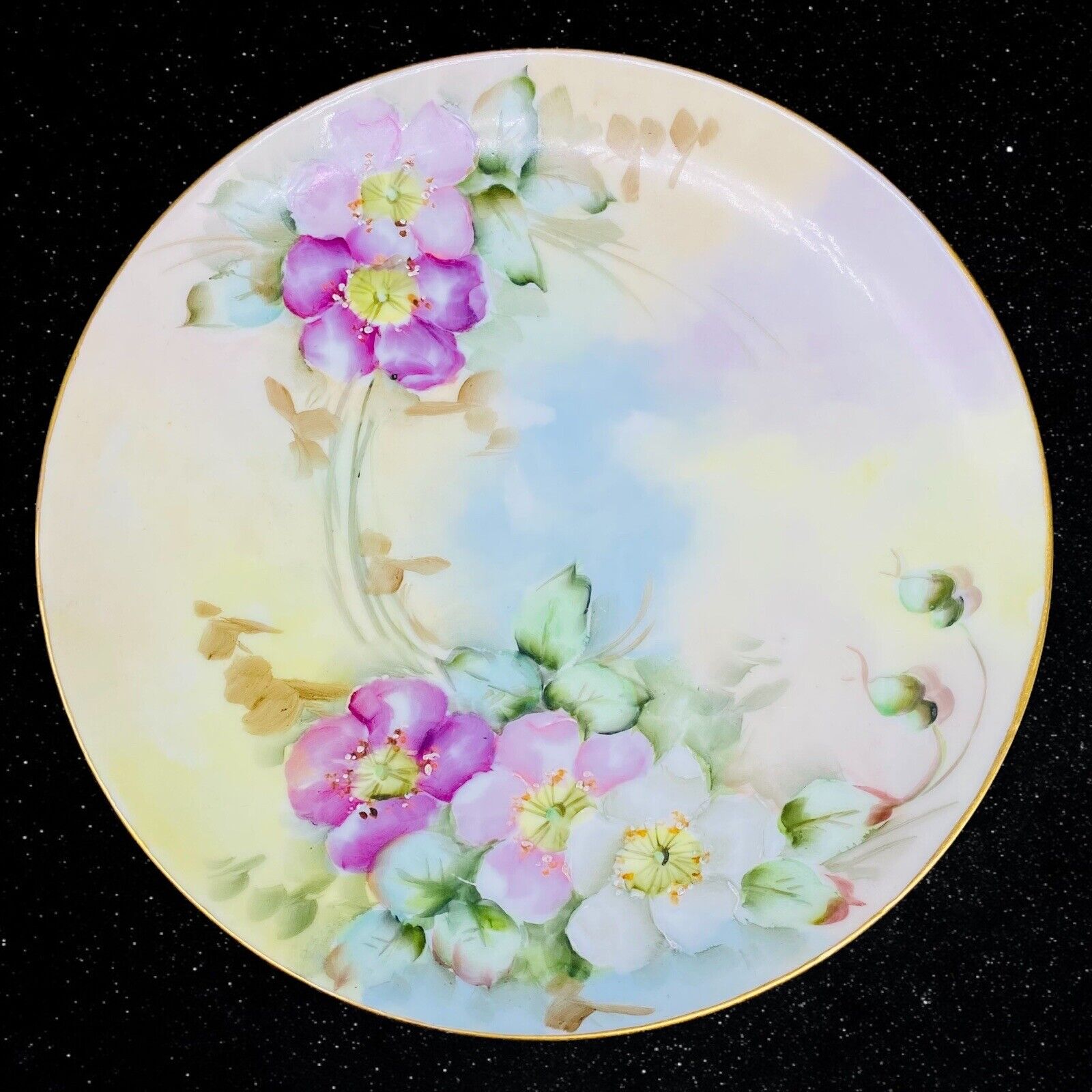 Vintage Imperial PSL Empire China Purple Floral Gold Trim Plate 7.5”D