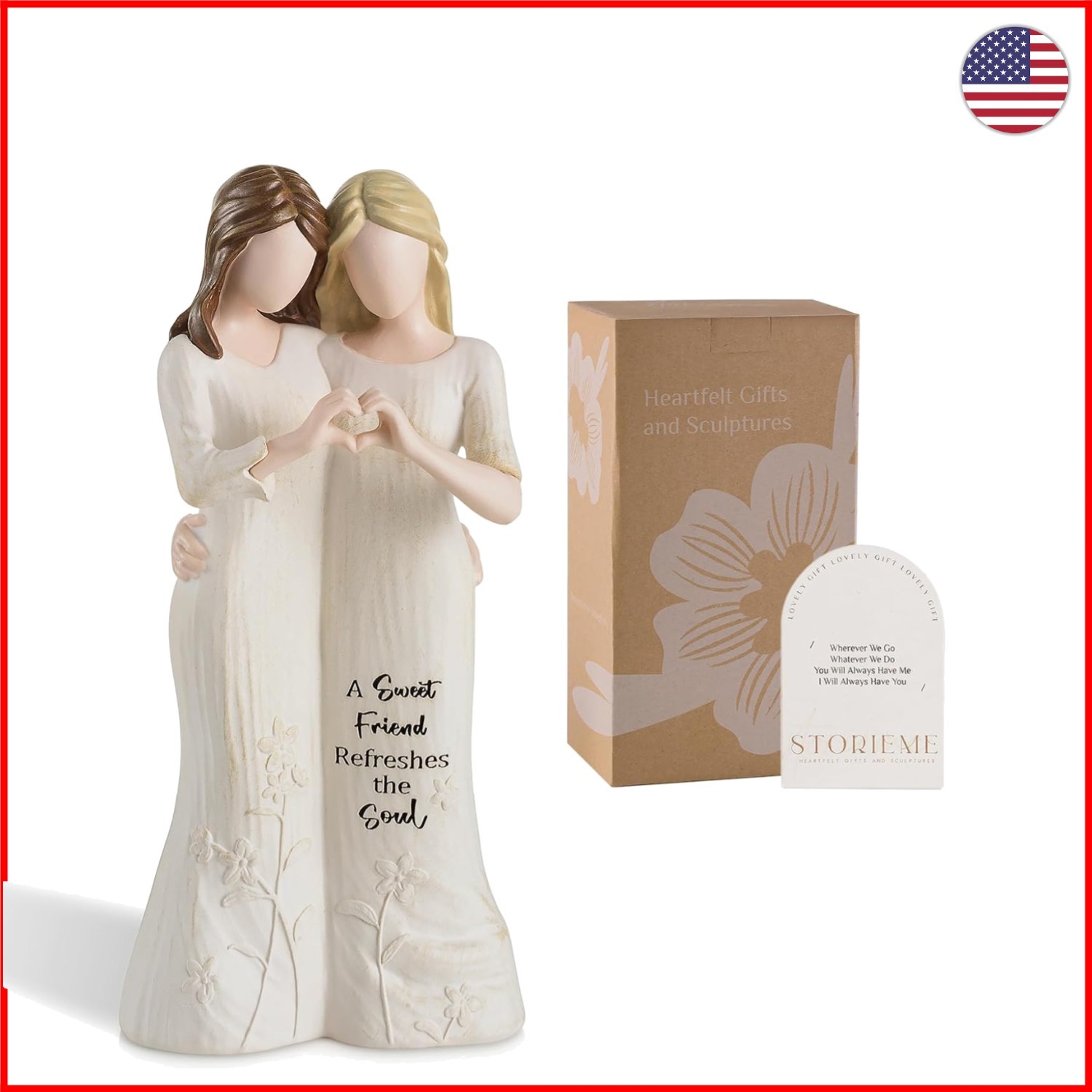 Hand-Painted Best Friend Figurine - Meaningful Friendship Gift for Women