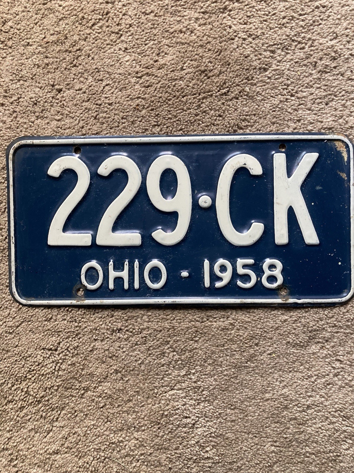 1958 Ohio License Plate - 229 CK - Nice 1958 Ohio License Plate - 229 CK - Nice