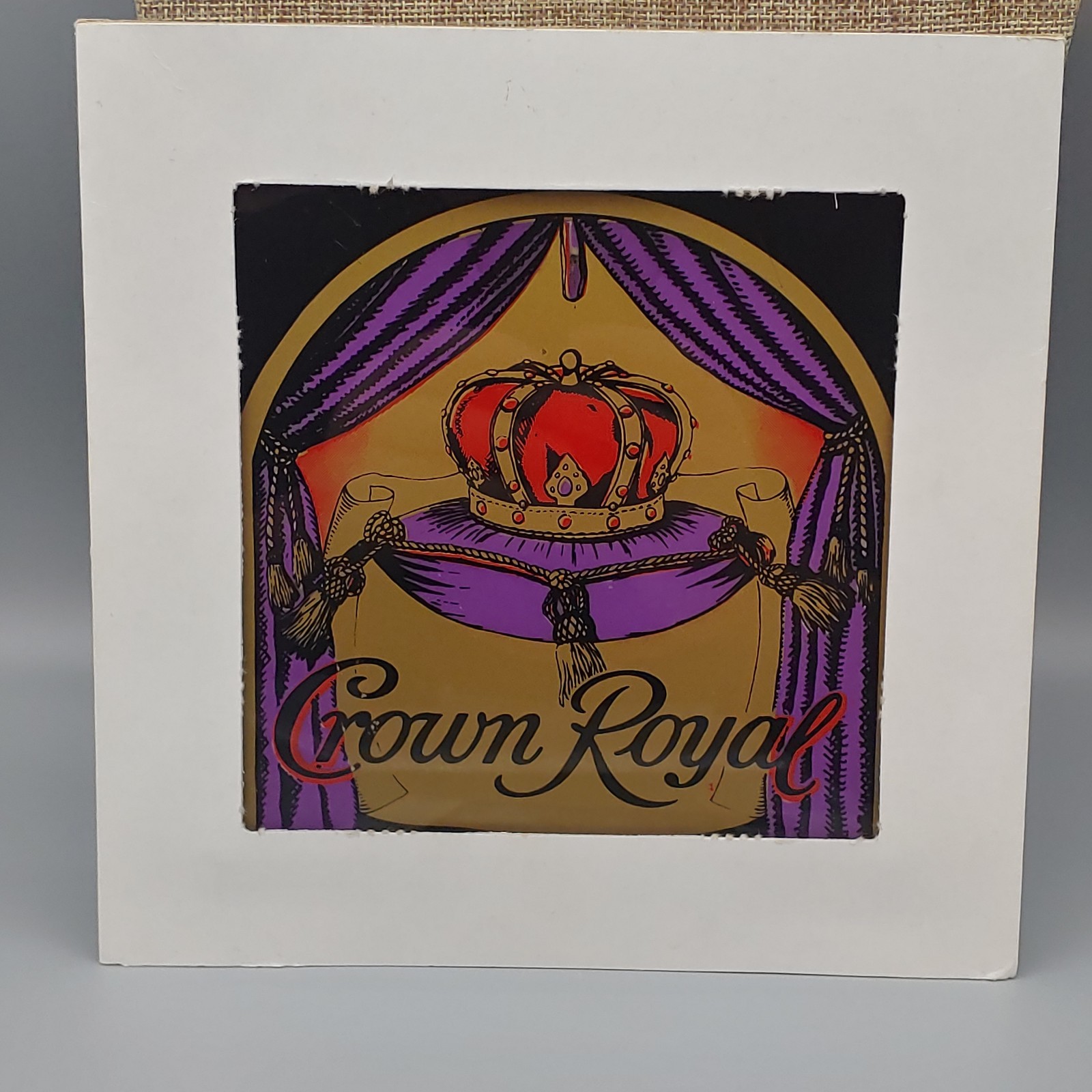 Vintage Crown Royal Glass Mirror Fair Prize 8x8 1980's
